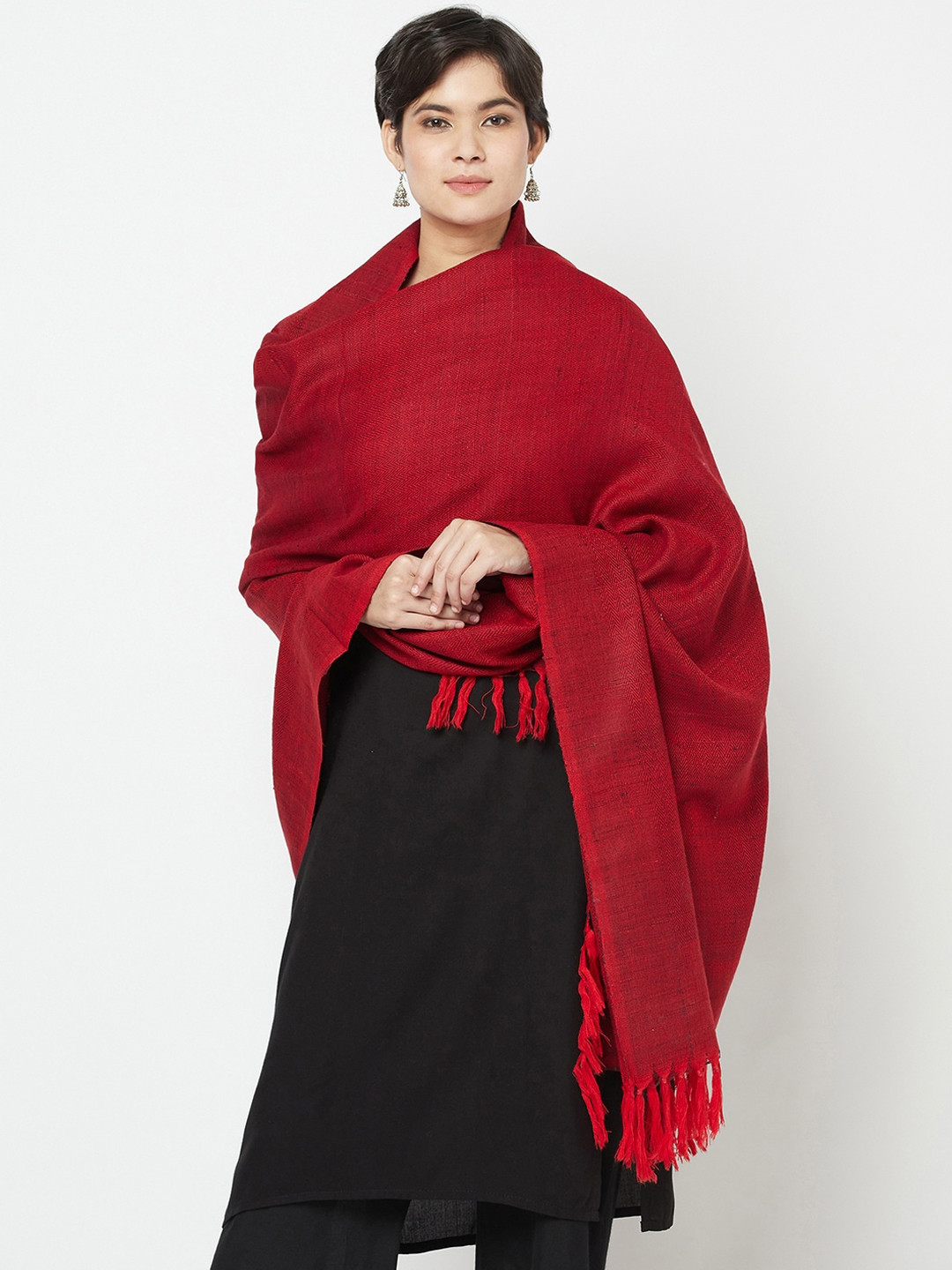 

Fabindia Women Red Woven Design Shawl