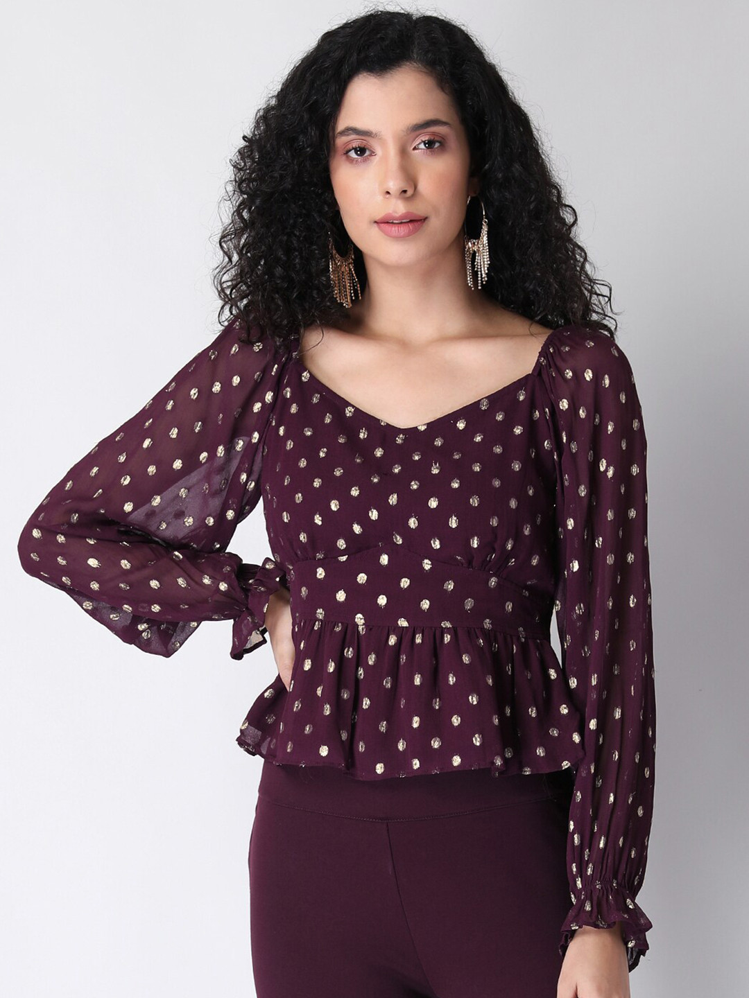 

FabAlley Purple Georgette Wrap Top