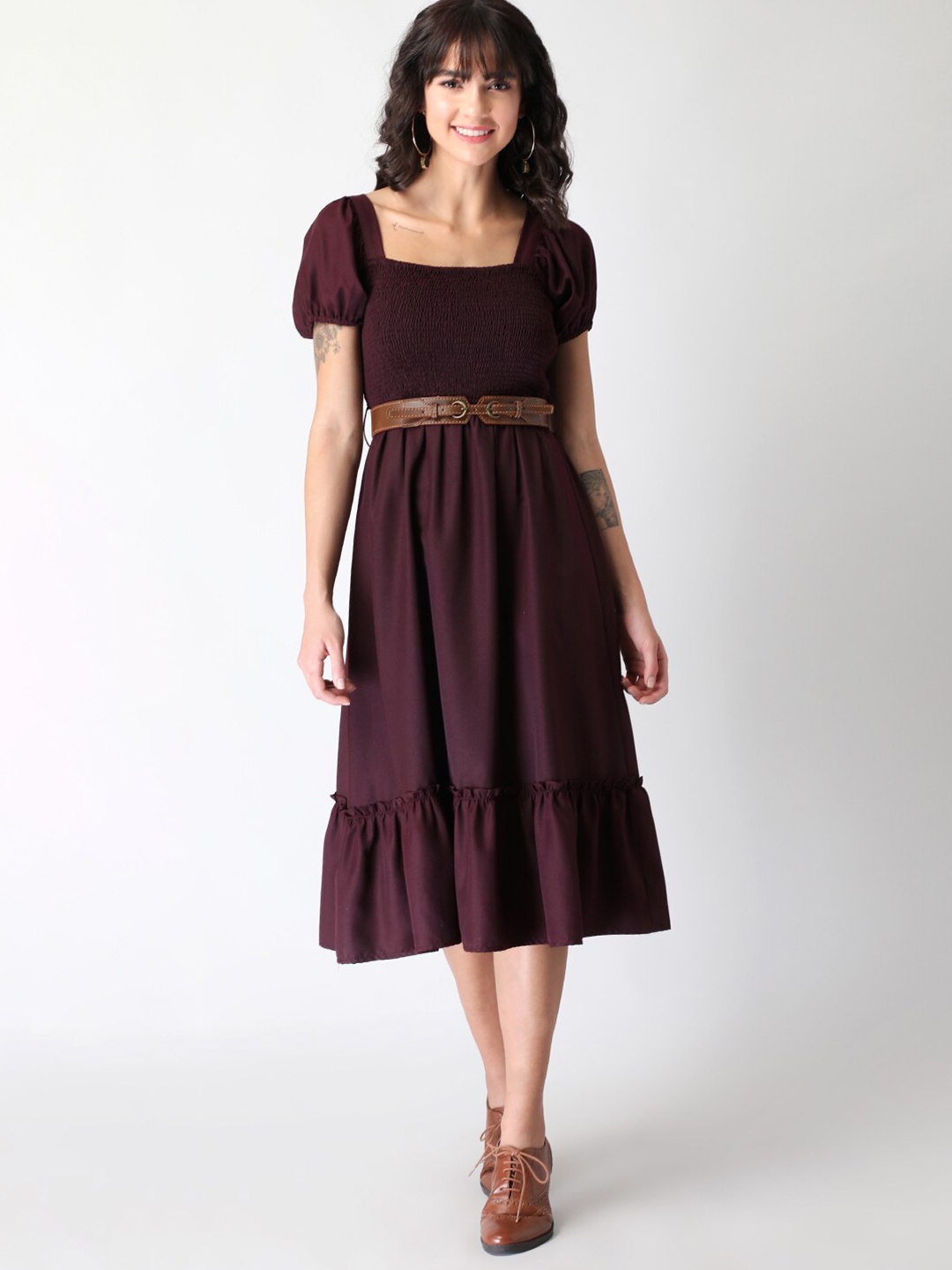 

FabAlley Burgundy Midi Dress