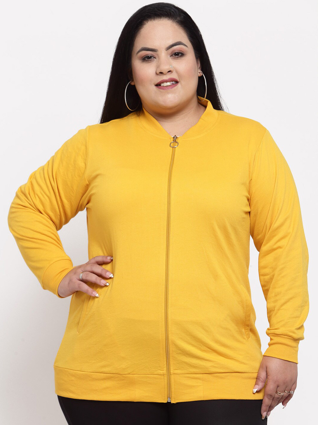 

plusS Women Yellow Hooded Sweatshirt