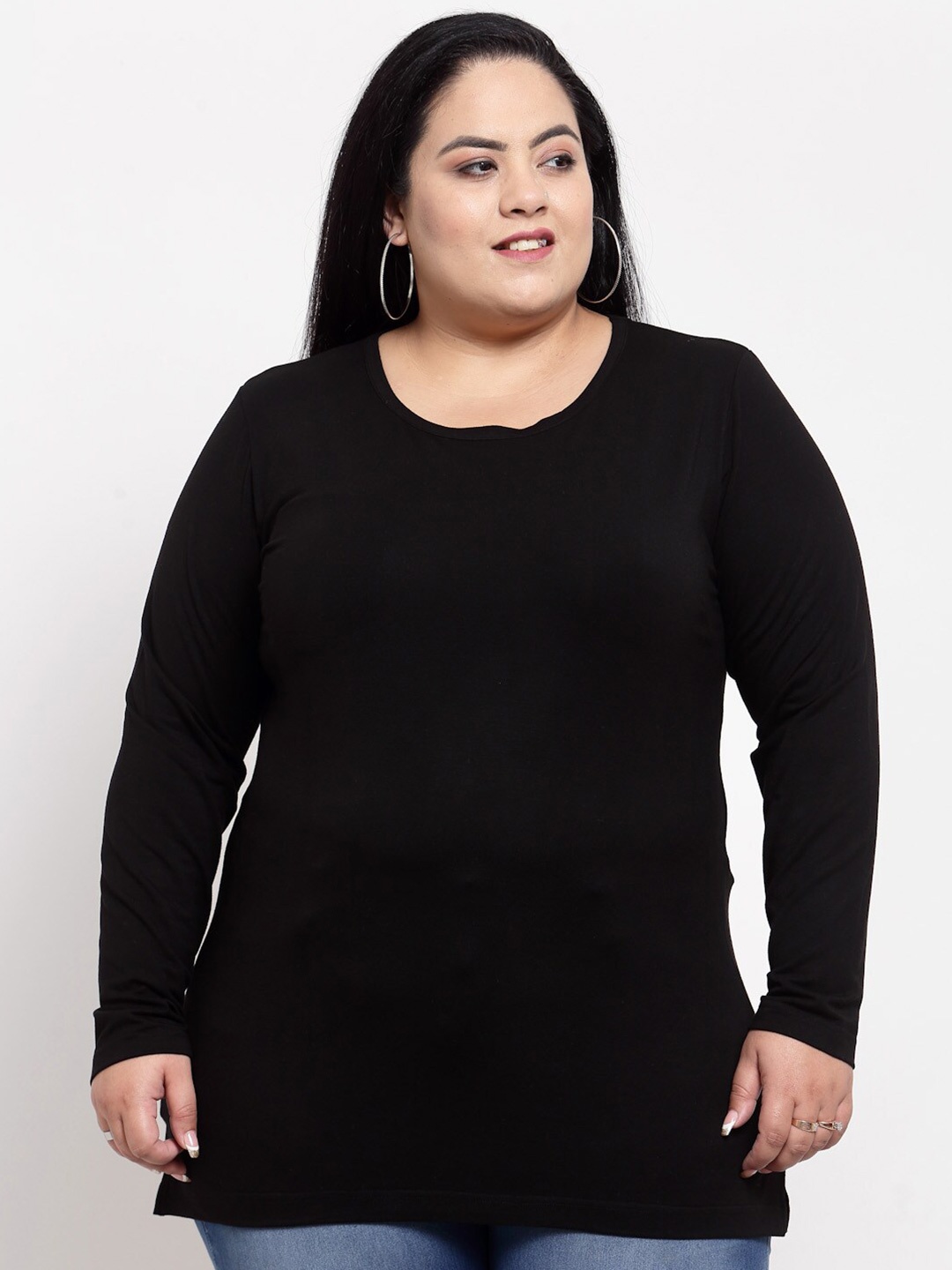 

plusS Women Black Pockets T-shirt