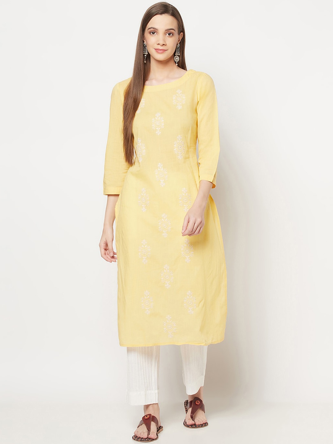 

Fabindia Women Yellow Ethnic Motifs Printed Kurta
