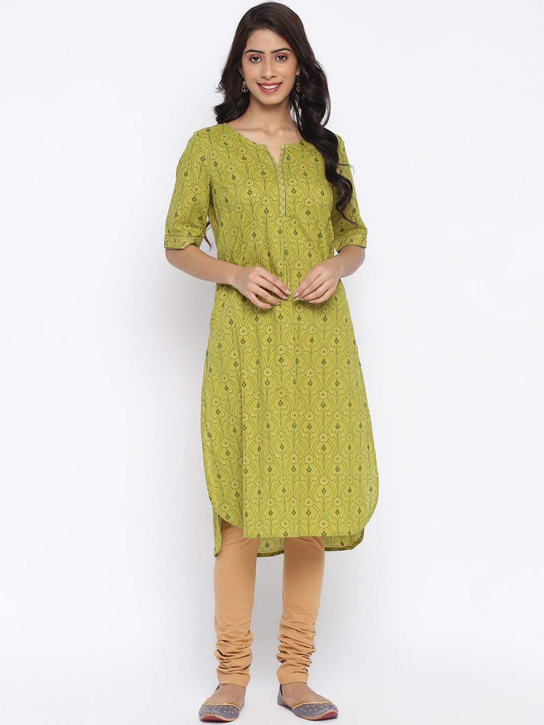 

Fabindia Women Green Ethnic Motifs Printed Kurta
