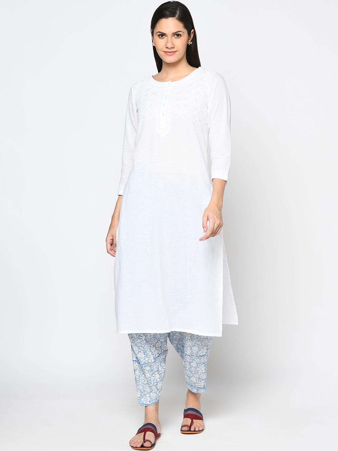 

Fabindia Women White Chikankari Kurta