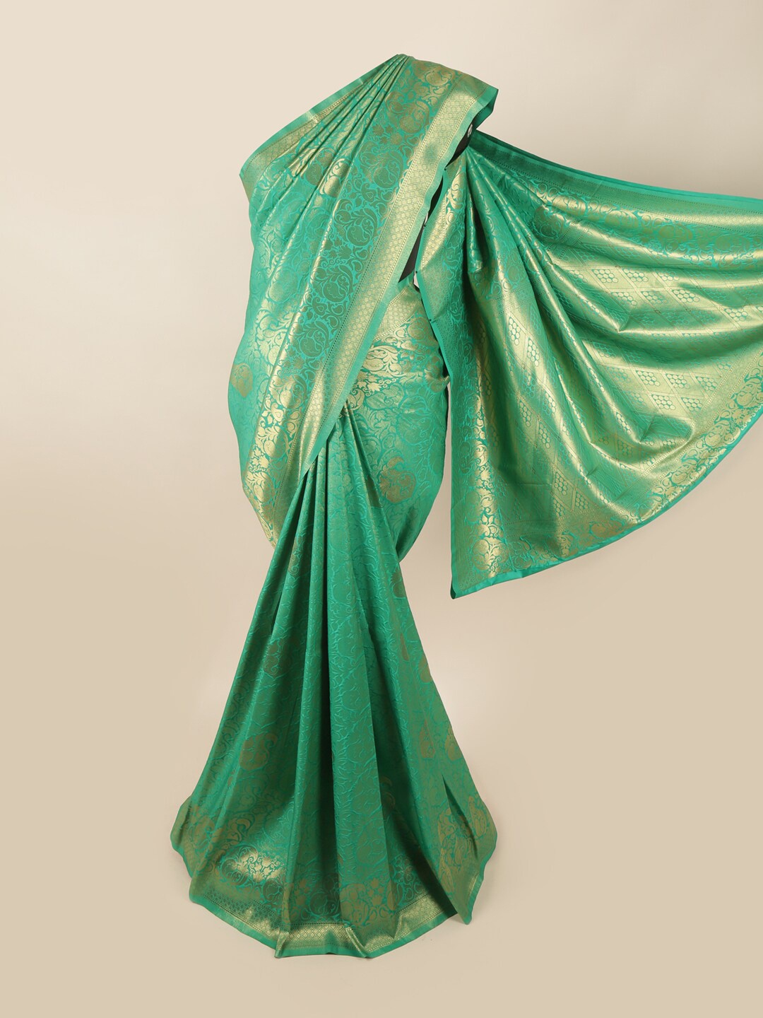 

Pothys Green & Gold Woven Design Banarasi Saree