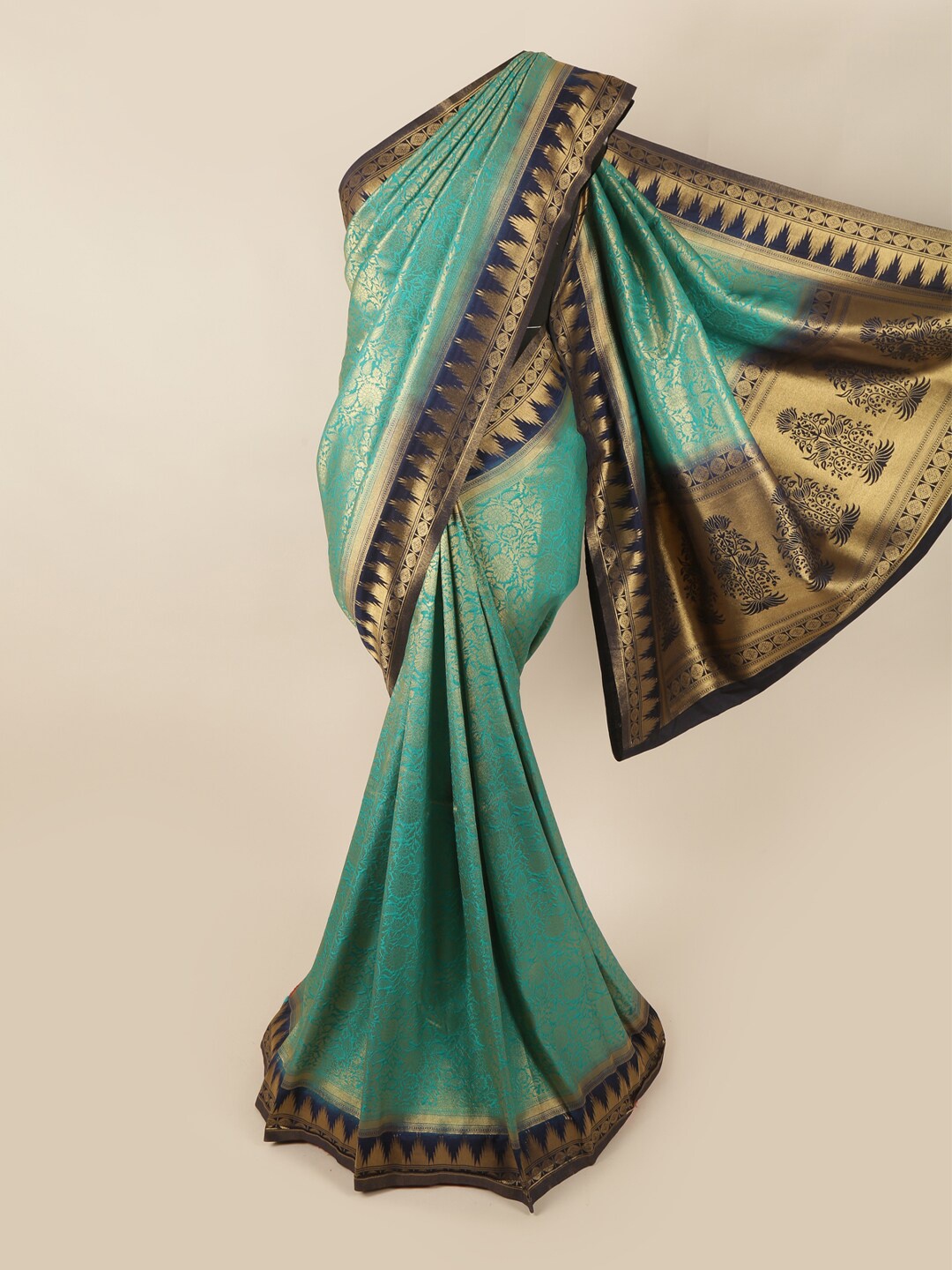 

Pothys Green & Navy Blue Woven Design Zari Art Silk Banarasi Saree