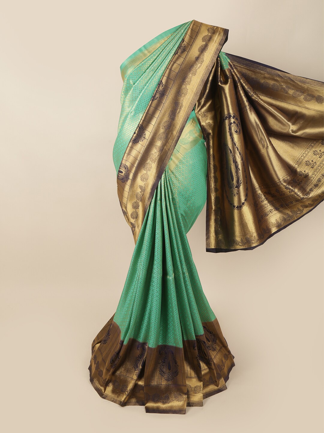 

Pothys Green & Navy Blue Woven Design Zari Art Silk Banarasi Saree