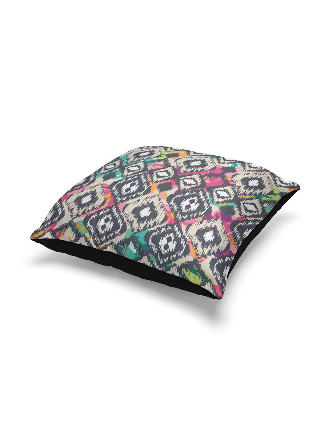

BIANCA Set Of 2 Printed Square Cushion Covers, Black