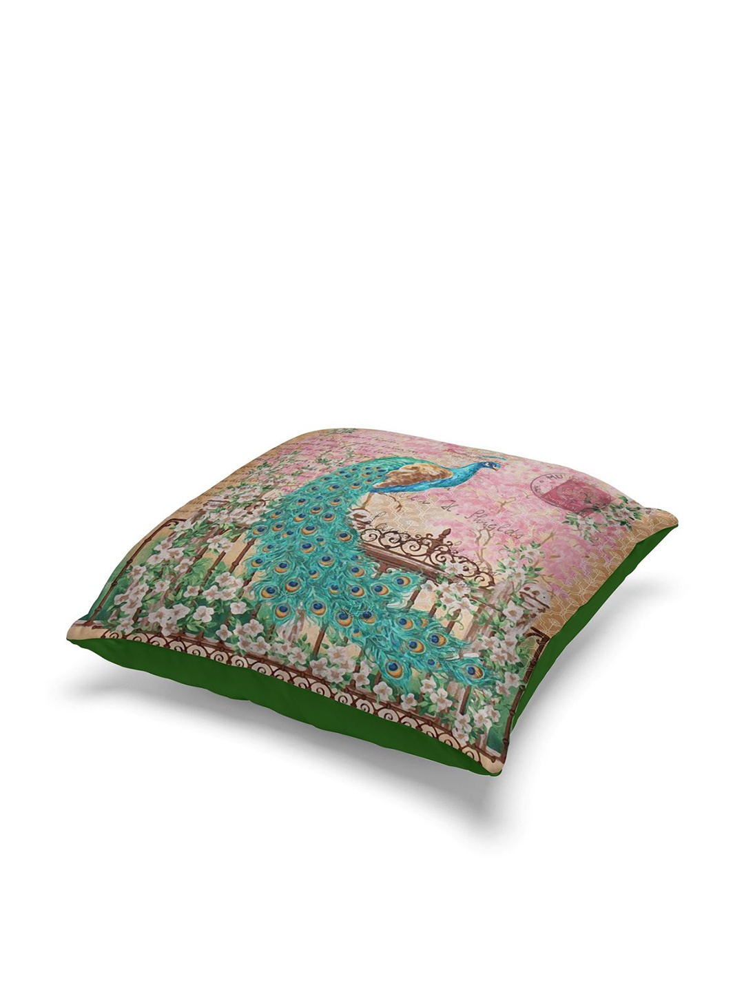 

BIANCA Green & Pink 5 Pieces Ethnic Motifs Square Cushion Covers