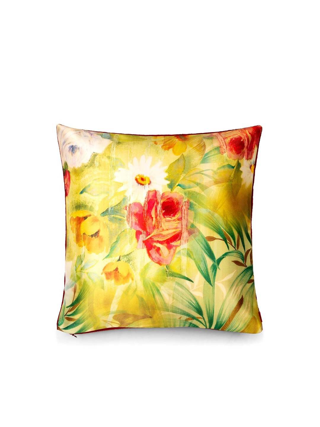 

BIANCA Yellow & White Set of 2 Floral Square Cushion Covers