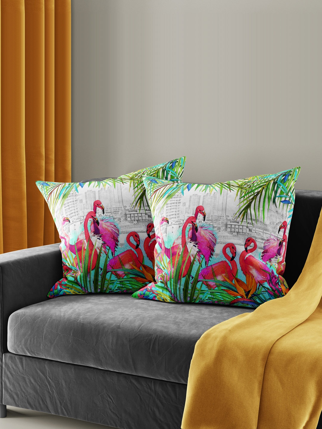 

BIANCA Pink & White Set of 2 Floral Square Cushion Covers