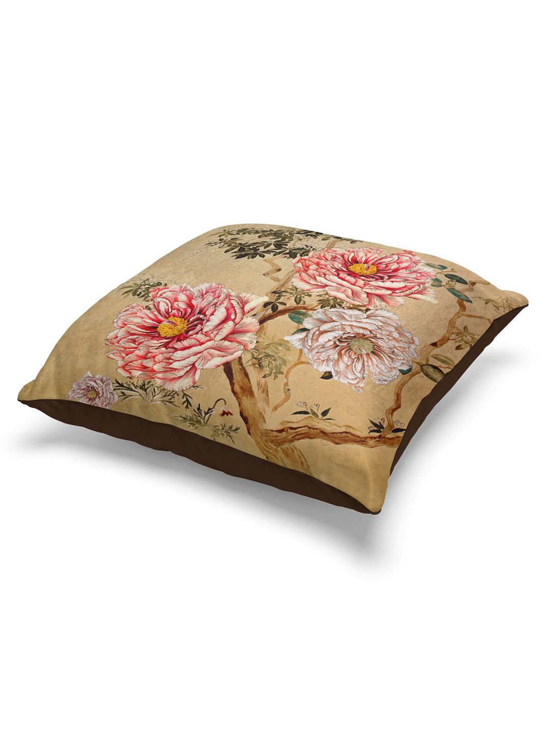 

BIANCA Set Of 2 Floral Printed Square Cushion Covers, Beige
