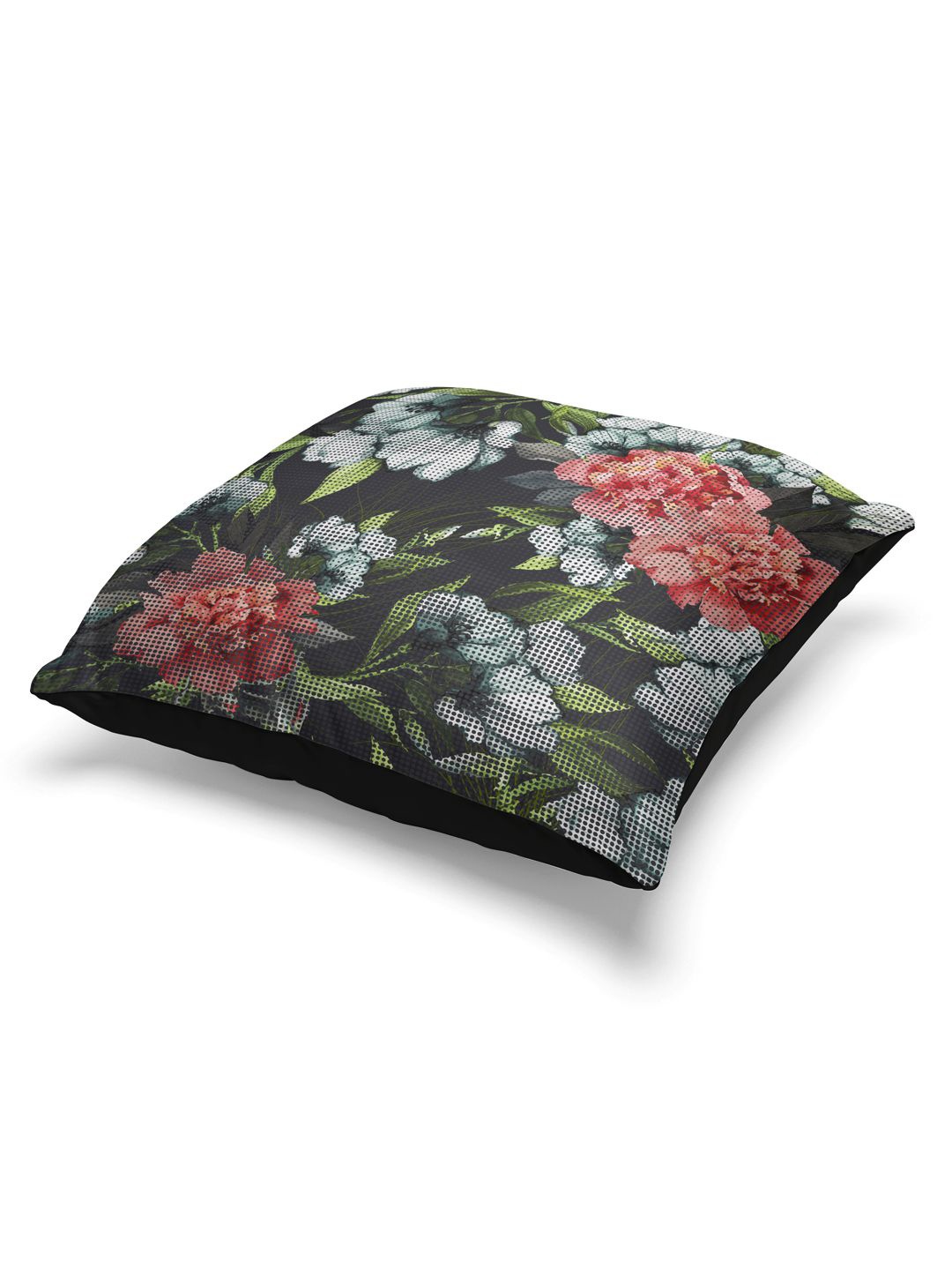 

BIANCA Black & Grey Set of 2 Floral Square Cushion Covers