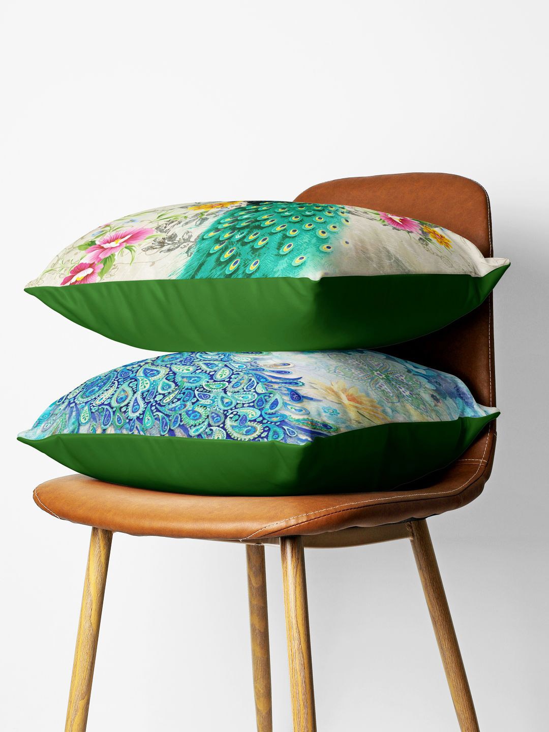 

BIANCA Set Of 2 Green & Grey Abstract Printed Square Cushion Cover