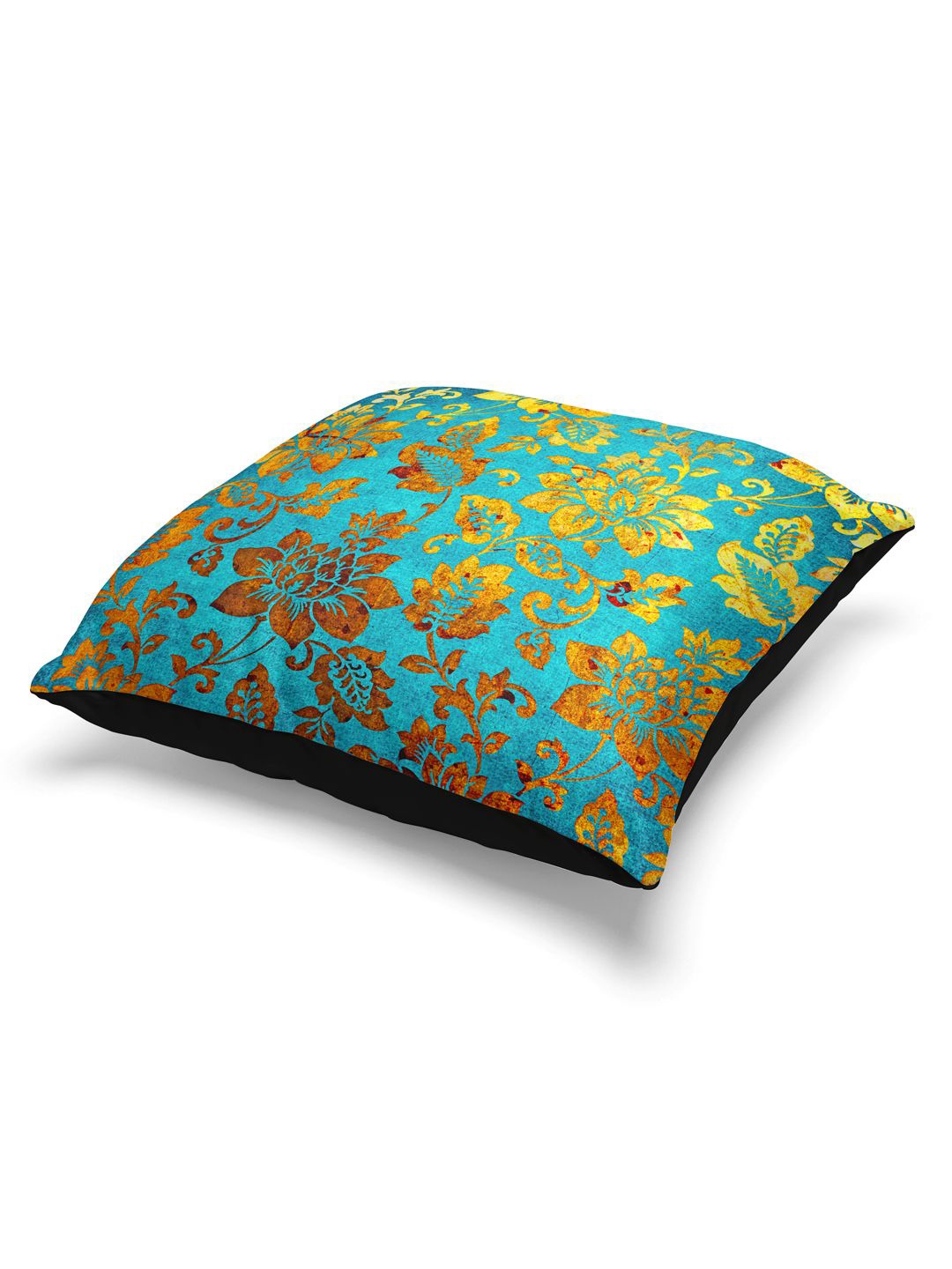 

BIANCA Set of 2 Black & Blue Floral Square Cushion Covers