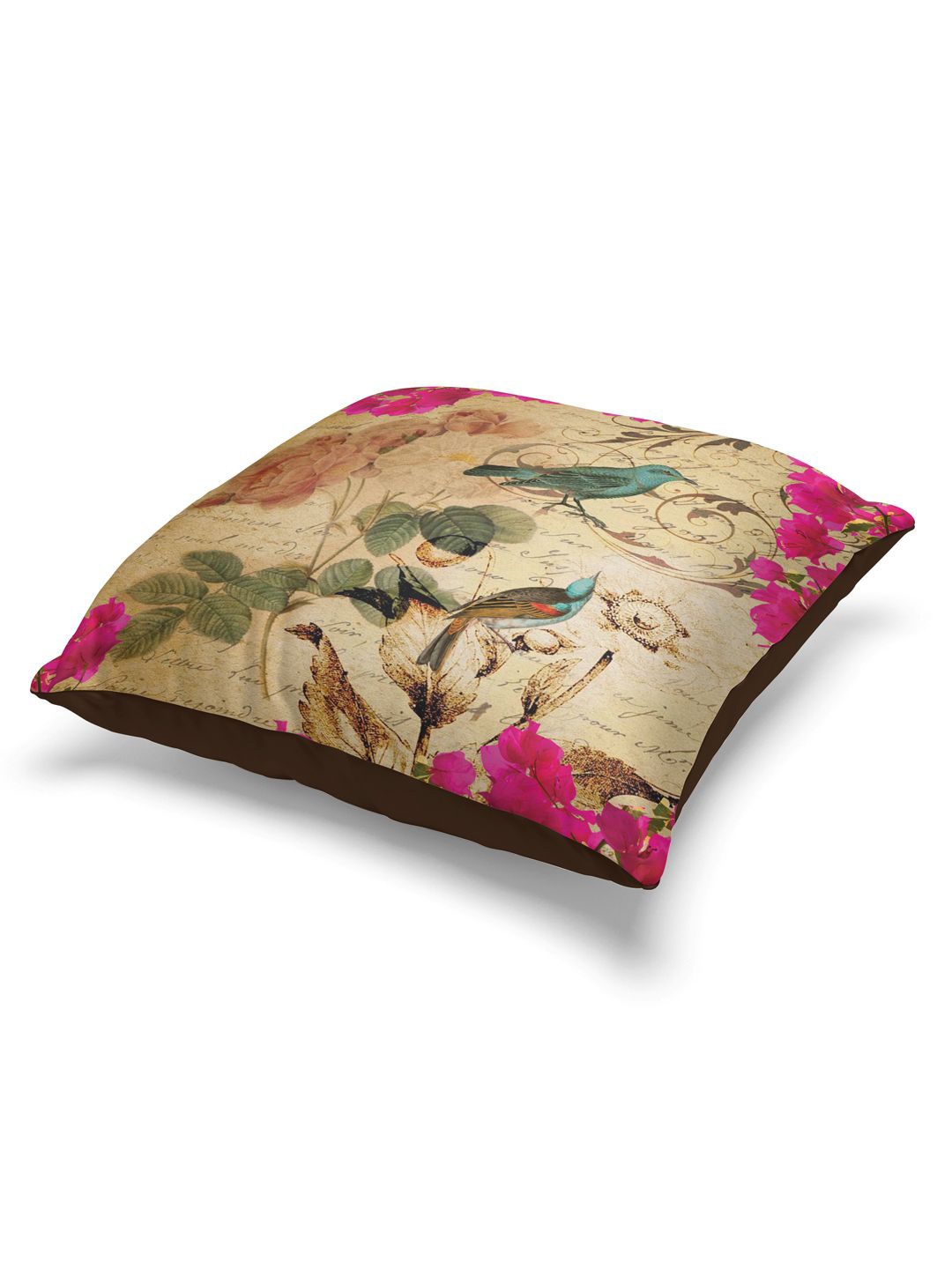 

BIANCA White & Beige Set of 2 Floral Square Cushion Covers