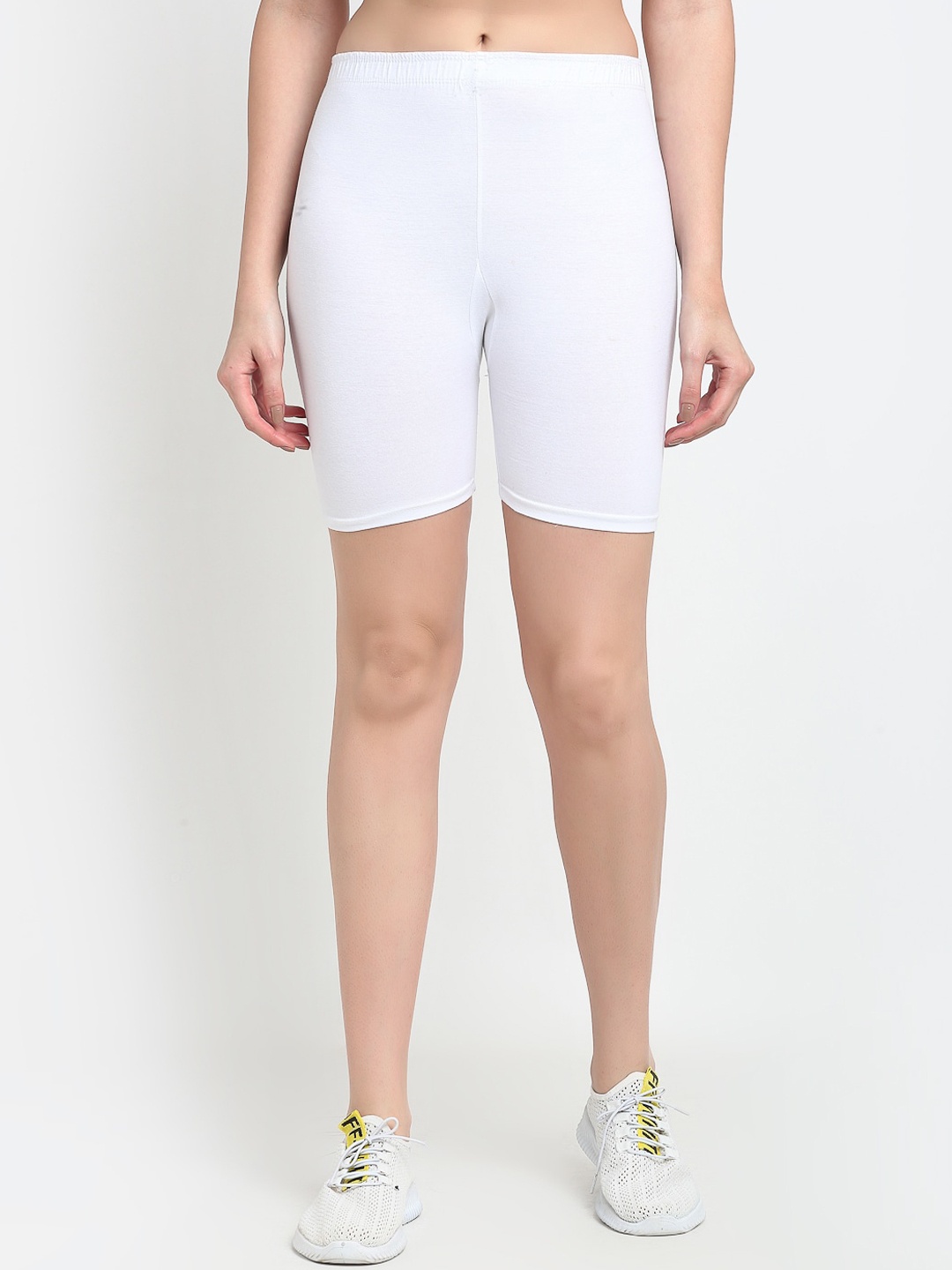 

GRACIT Women White Solid Biker Shorts