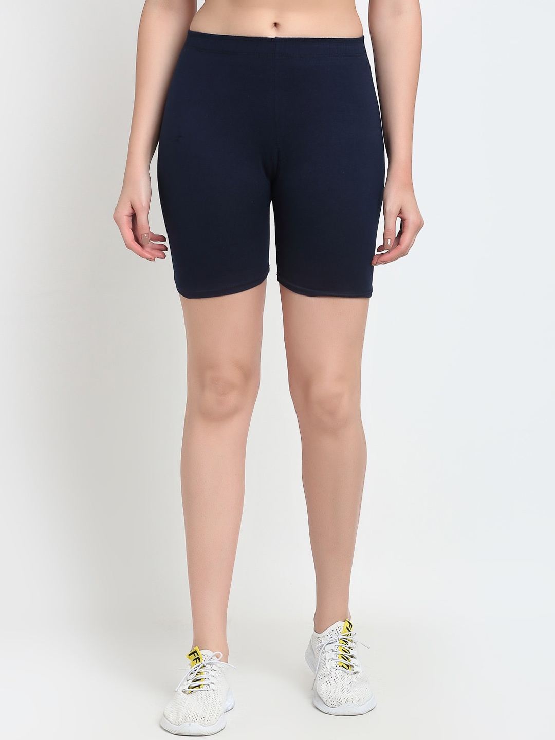 

GRACIT Women Navy Blue Solid Biker Shorts