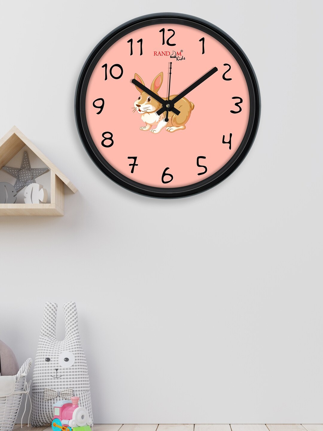 

RANDOM Peach & Black Printed Contemporary Round Analogue Wall Clock