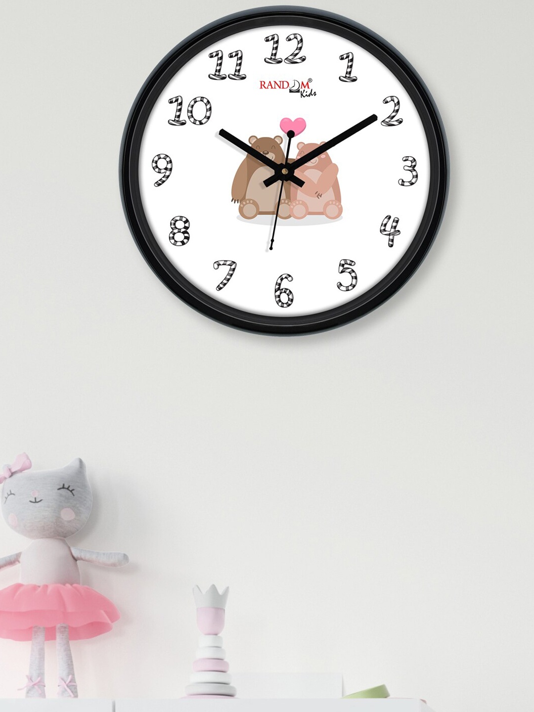 

RANDOM White & Brown Loving Bear Printed Contemporary Wall Clock 30 cm