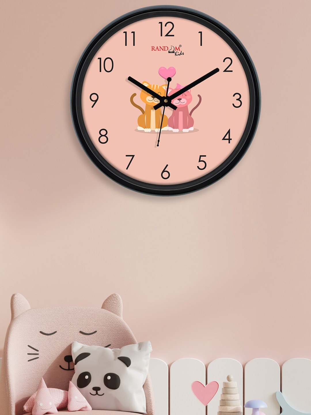 

RANDOM Peach-Coloured & Black Printed Contemporary Wall Clock