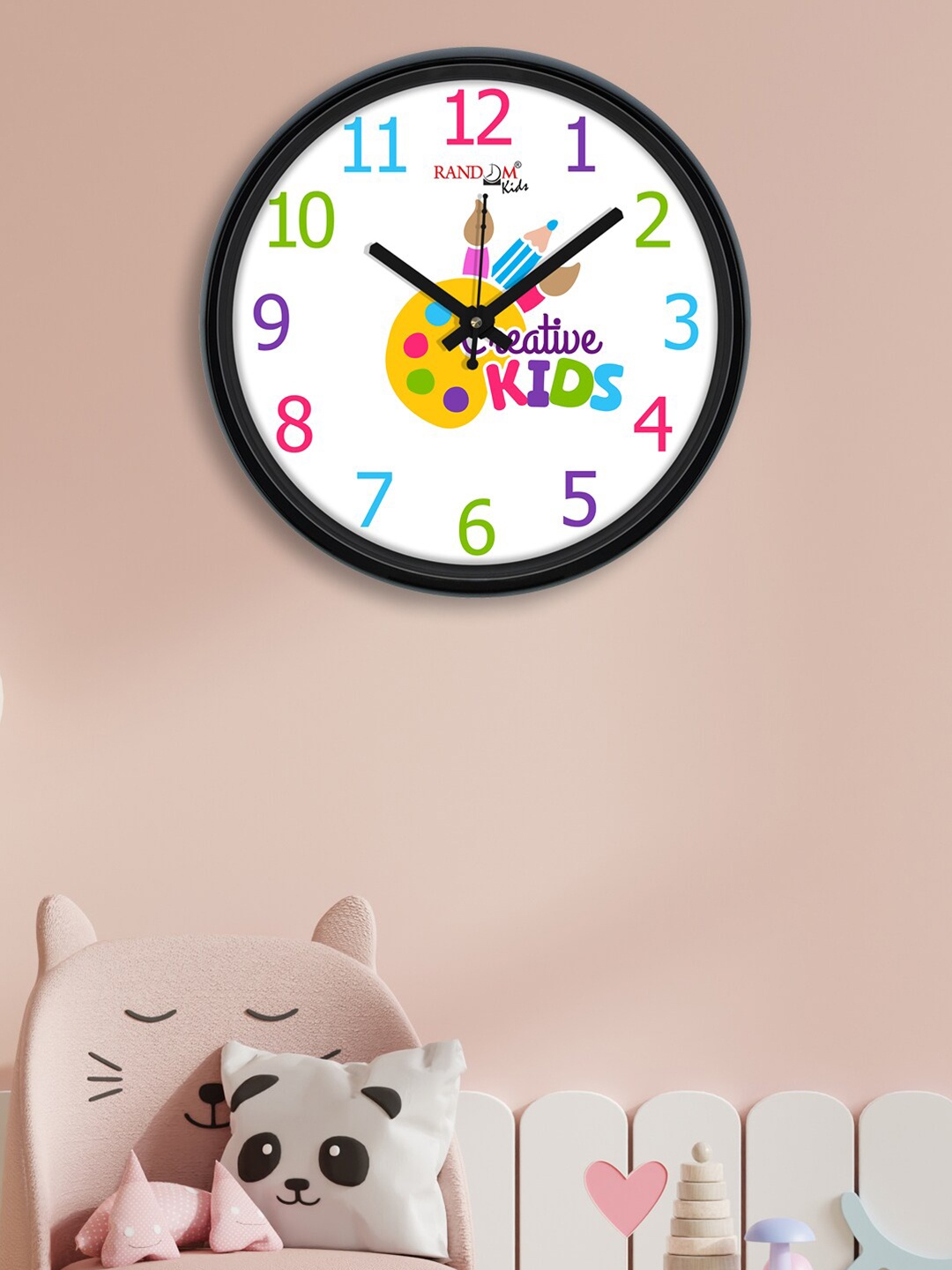 

RANDOM White & Yellow Creative Kids Printed Contemporary Round Analogue Wall Clock