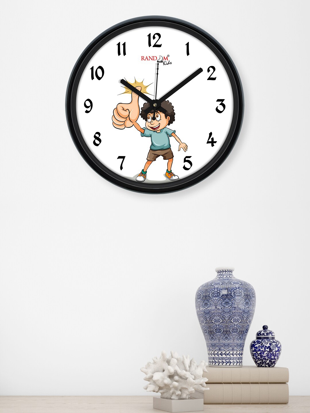

RANDOM White Printed Plastic Wall Clock With Glass - 12 Inches