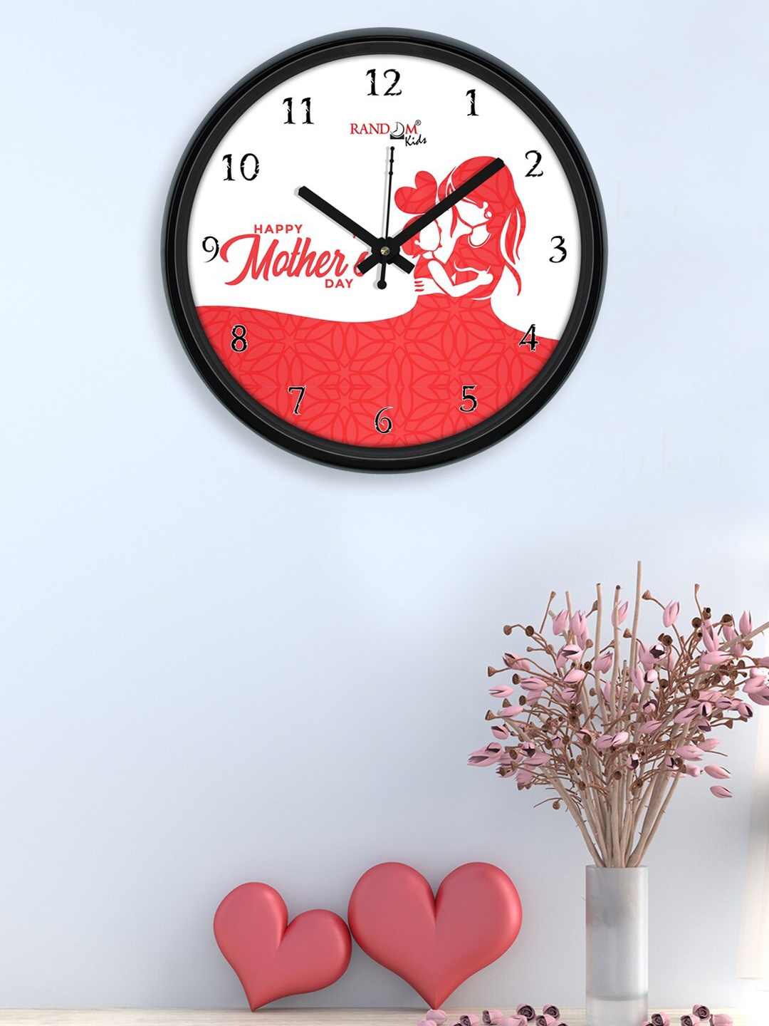 

RANDOM White & Pink Printed Contemporary Wall Clock