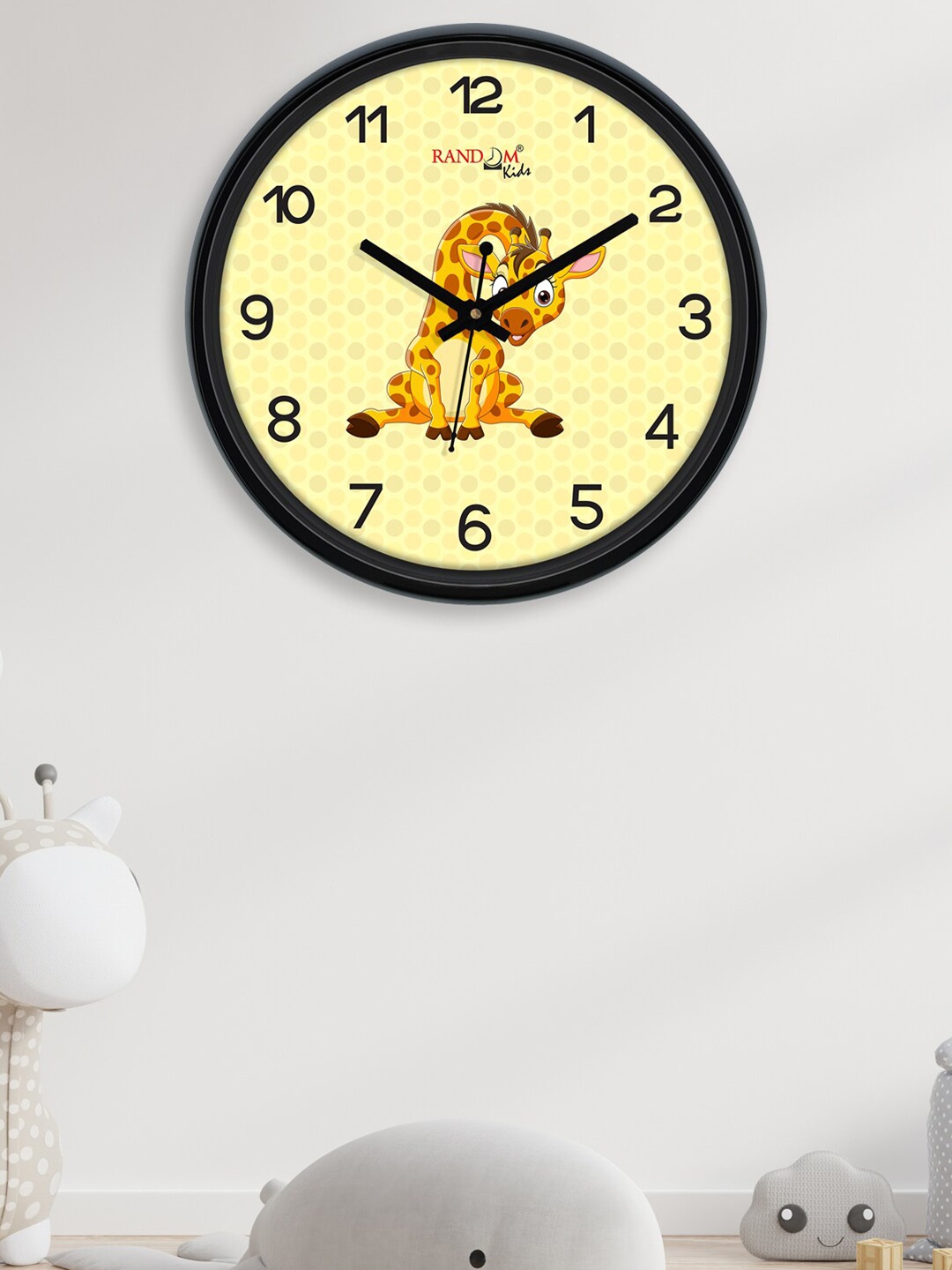 

RANDOM Yellow & Black Giraffe Printed Contemporary Wall Clock 30 CM