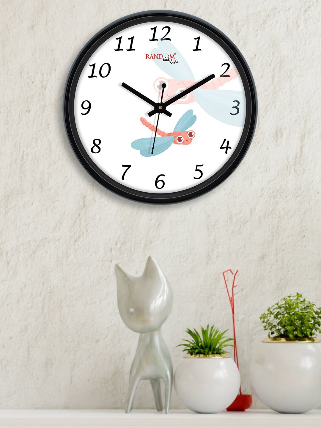 

RANDOM White Printed Plastic Wall Clock With Glass - 12 Inches