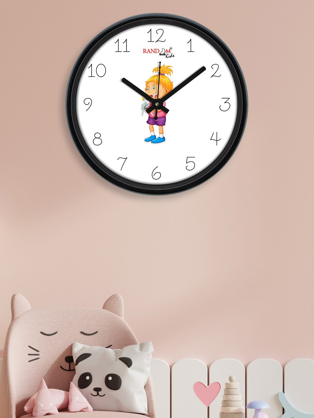 

RANDOM Black & White Kids Printed Contemporary Wall Clock