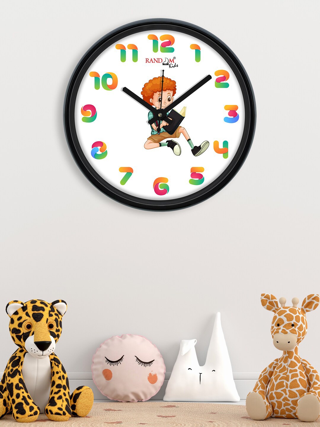 

RANDOM White & Green Printed Contemporary Round Analogue Wall Clock