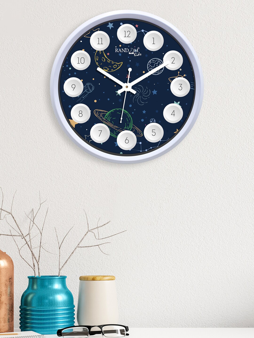 

RANDOM Blue & White Solar System Printed Contemporary Wall Clock