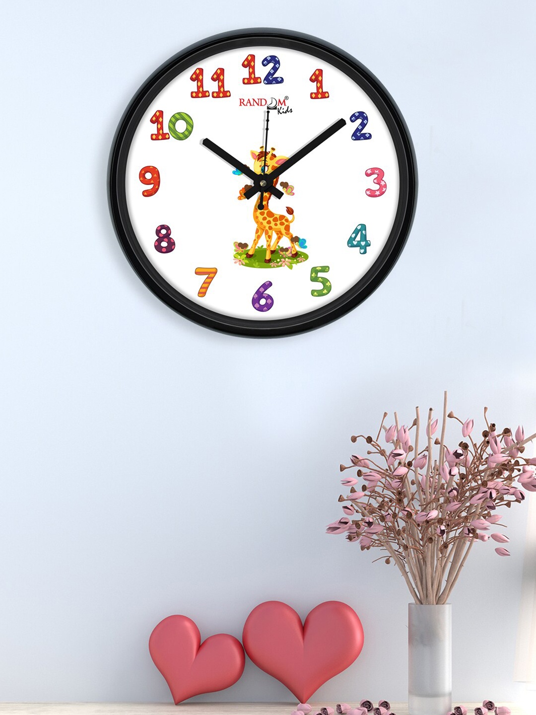 

RANDOM White Printed Plastic Wall Clock With Glass - 12 Inches