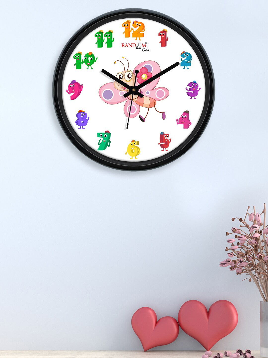 

RANDOM Unisex White & Pink Printed Contemporary Wall Clock
