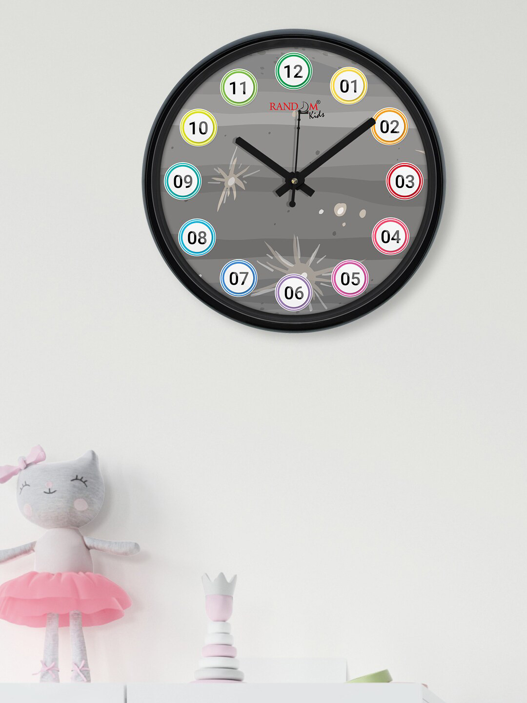 

RANDOM Grey & Blue Printed 30.48 Cm Contemporary Wall Clock