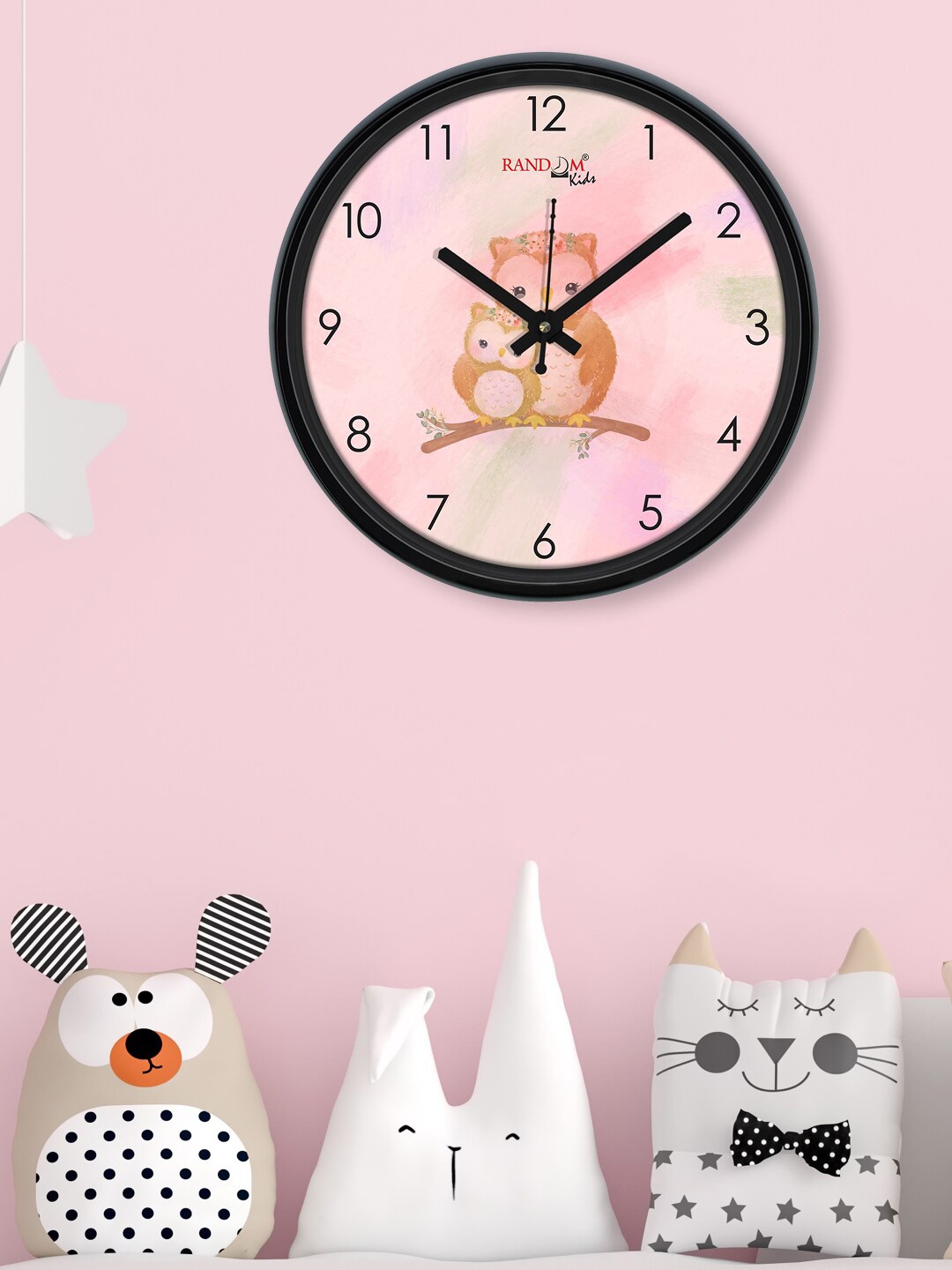 

RANDOM Mauve & Black Family Owl Printed Contemporary Round Analogue Wall Clock