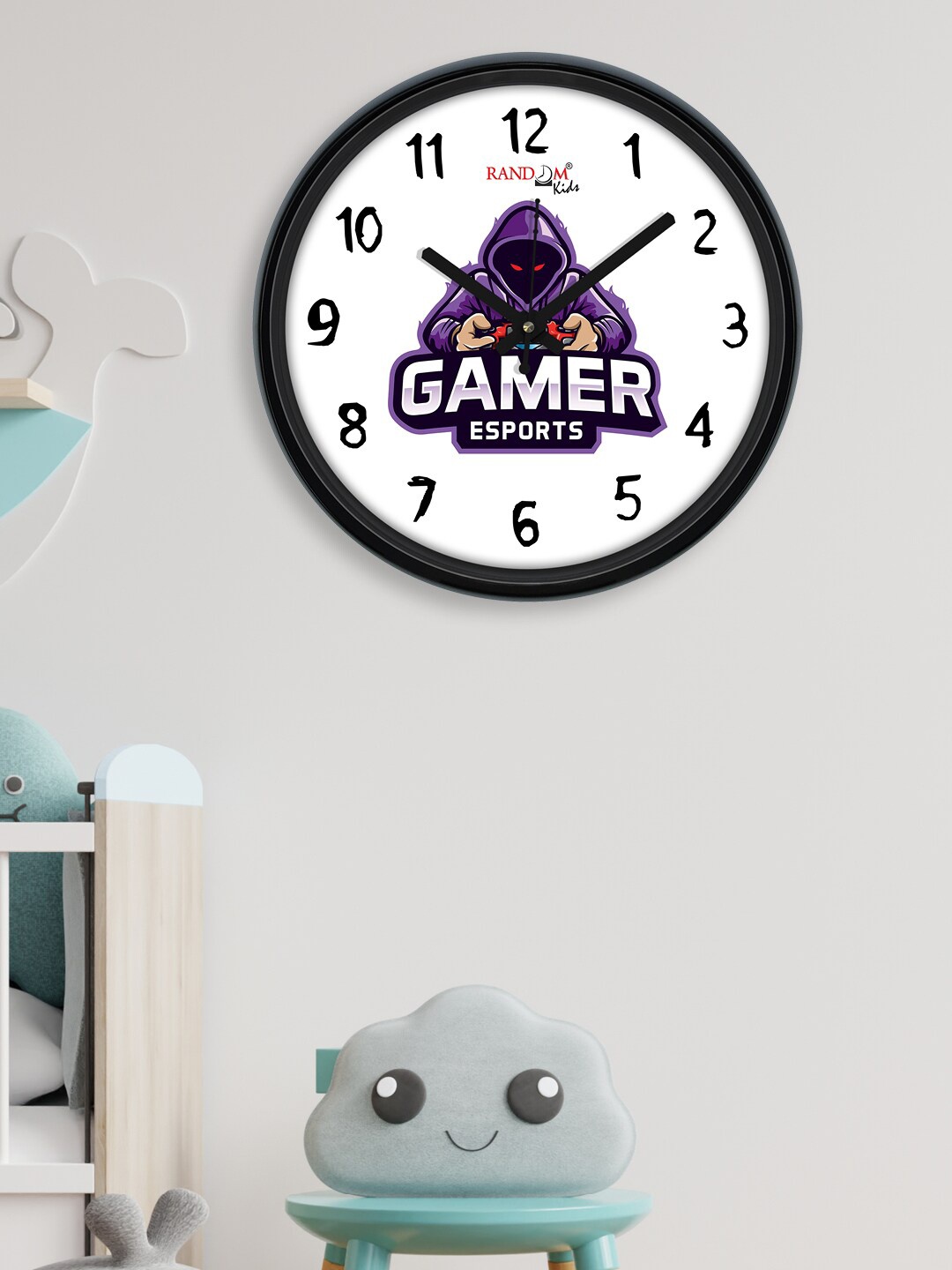 

RANDOM White Printed Plastic Wall Clock With Glass- 12 Inches