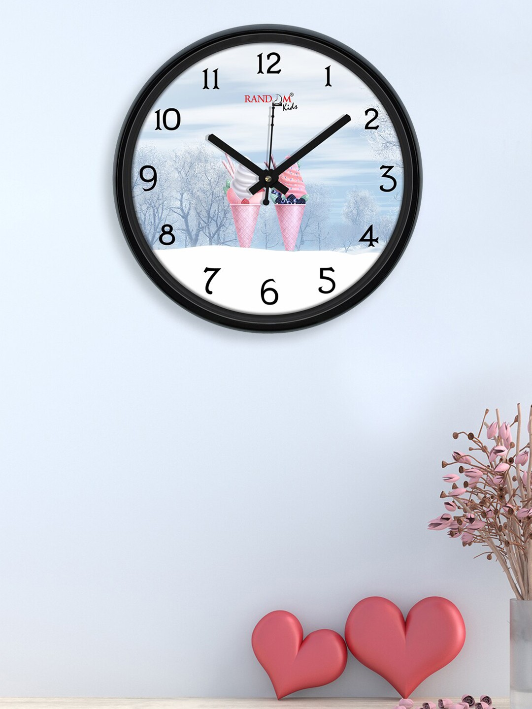 

RANDOM Navy Blue & Black Printed Contemporary Wall Clock