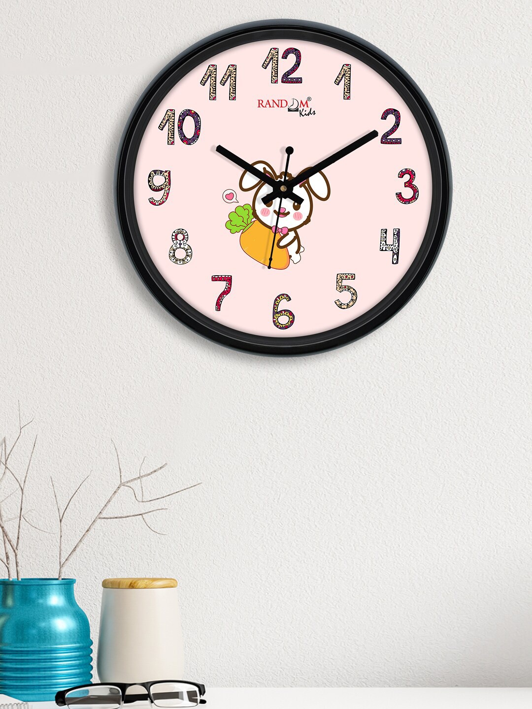 

RANDOM Pink & Black Printed 30.48 Cm Contemporary Wall Clock
