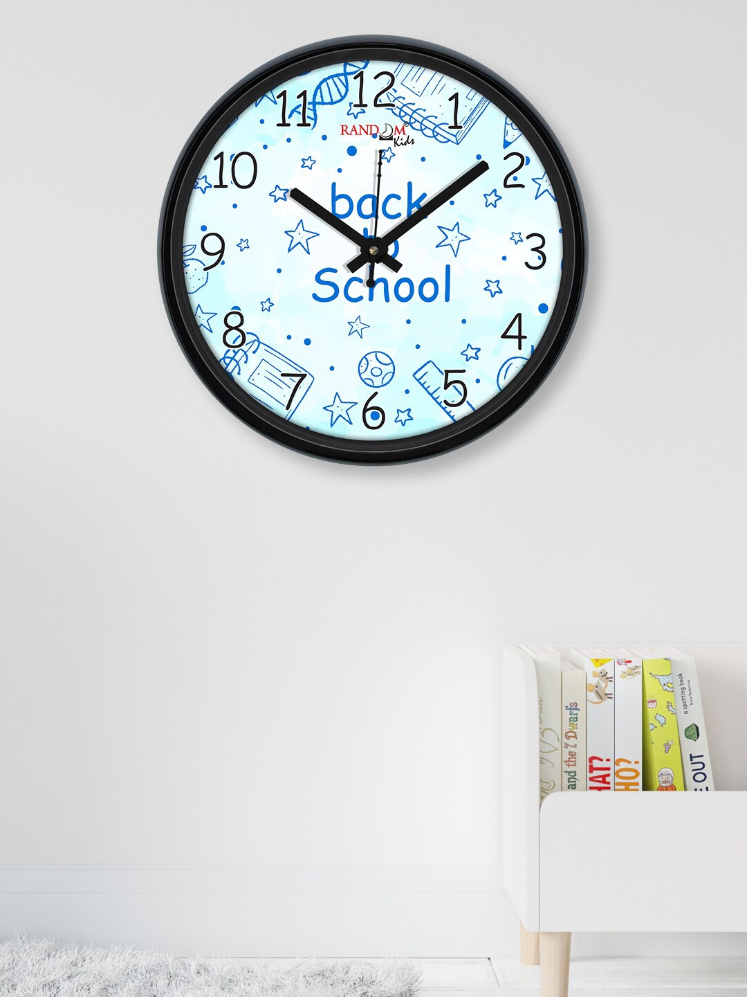 

RANDOM White & Blue Printed Contemporary Wall Clock