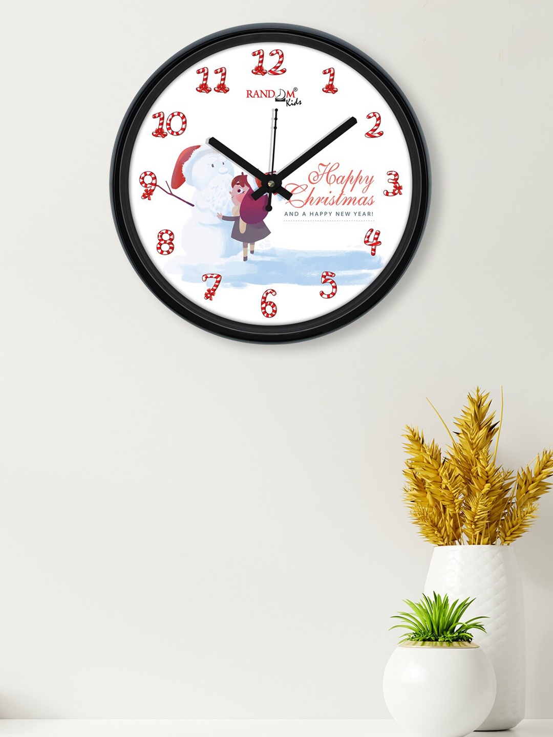 

RANDOM White & Red Printed Contemporary Wall Clock