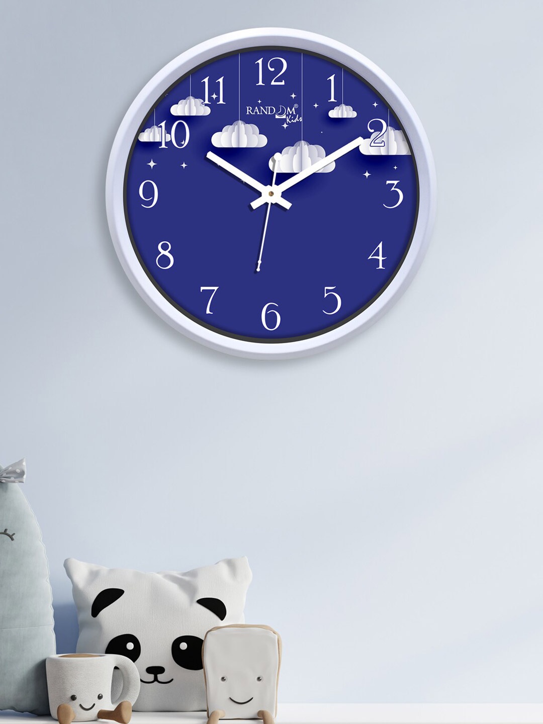 

RANDOM Navy Blue & White Printed Contemporary Wall Clock