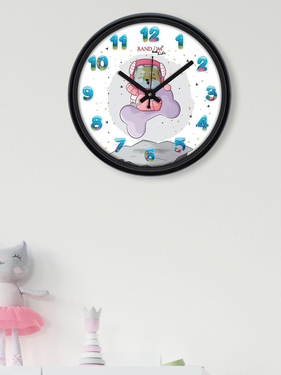

RANDOM Unisex Kids White & Blue Printed Contemporary Wall Clock