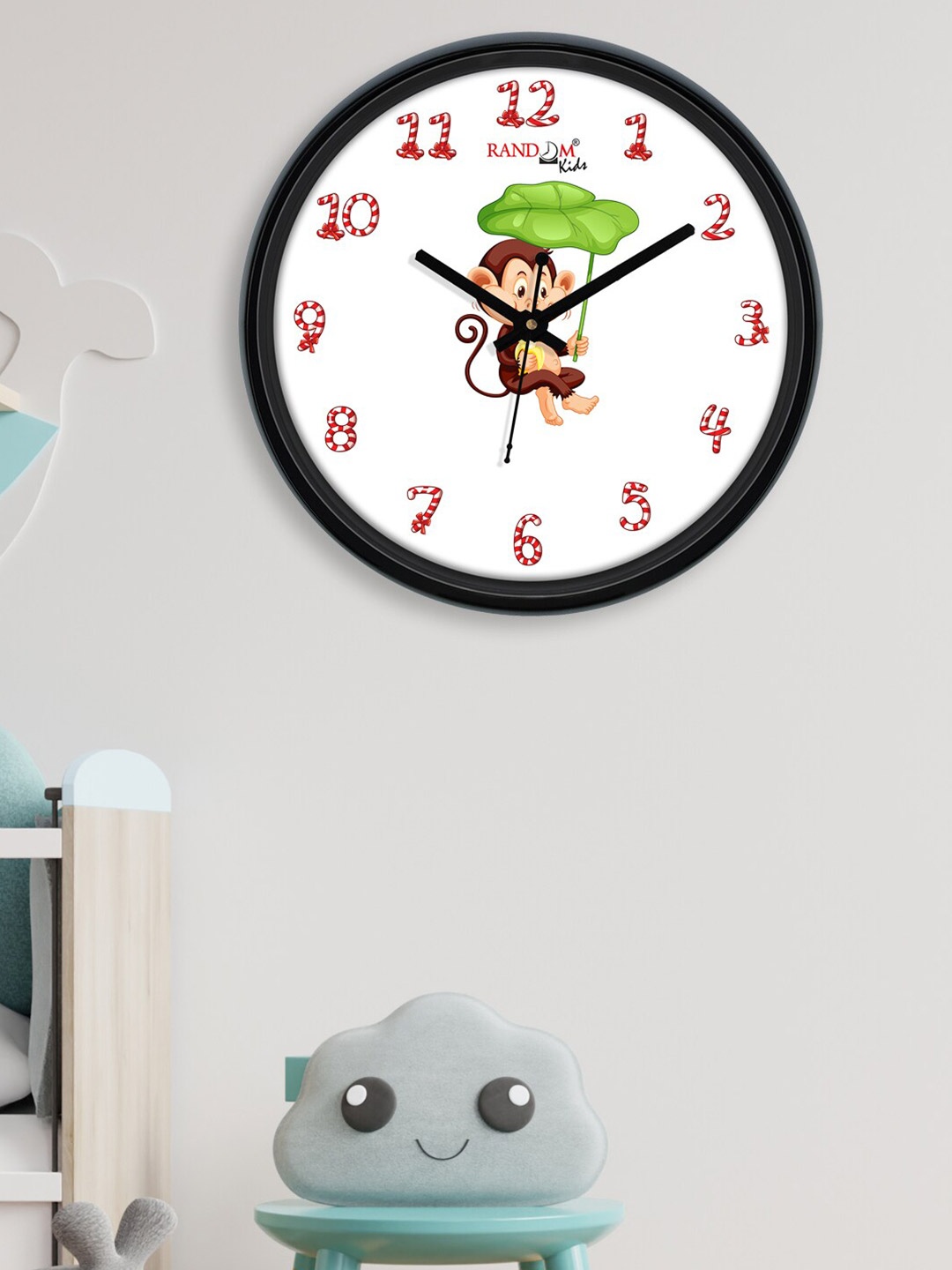 

RANDOM White & Green Printed Contemporary Wall Clock
