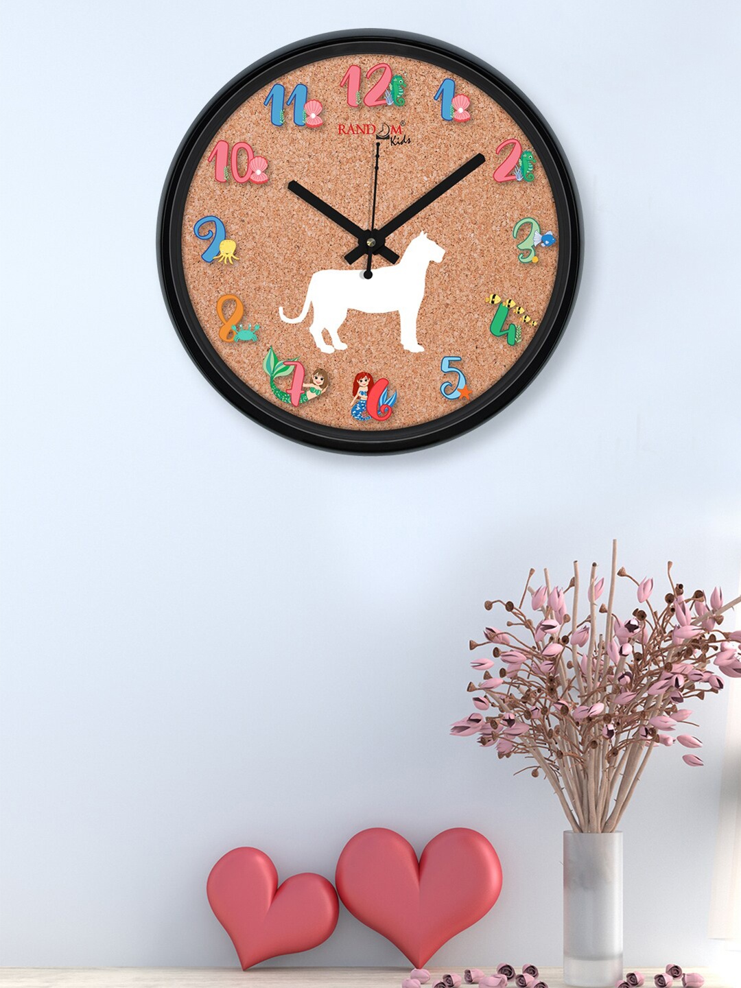 

RANDOM Black & Brown Printed Contemporary Wall Clock
