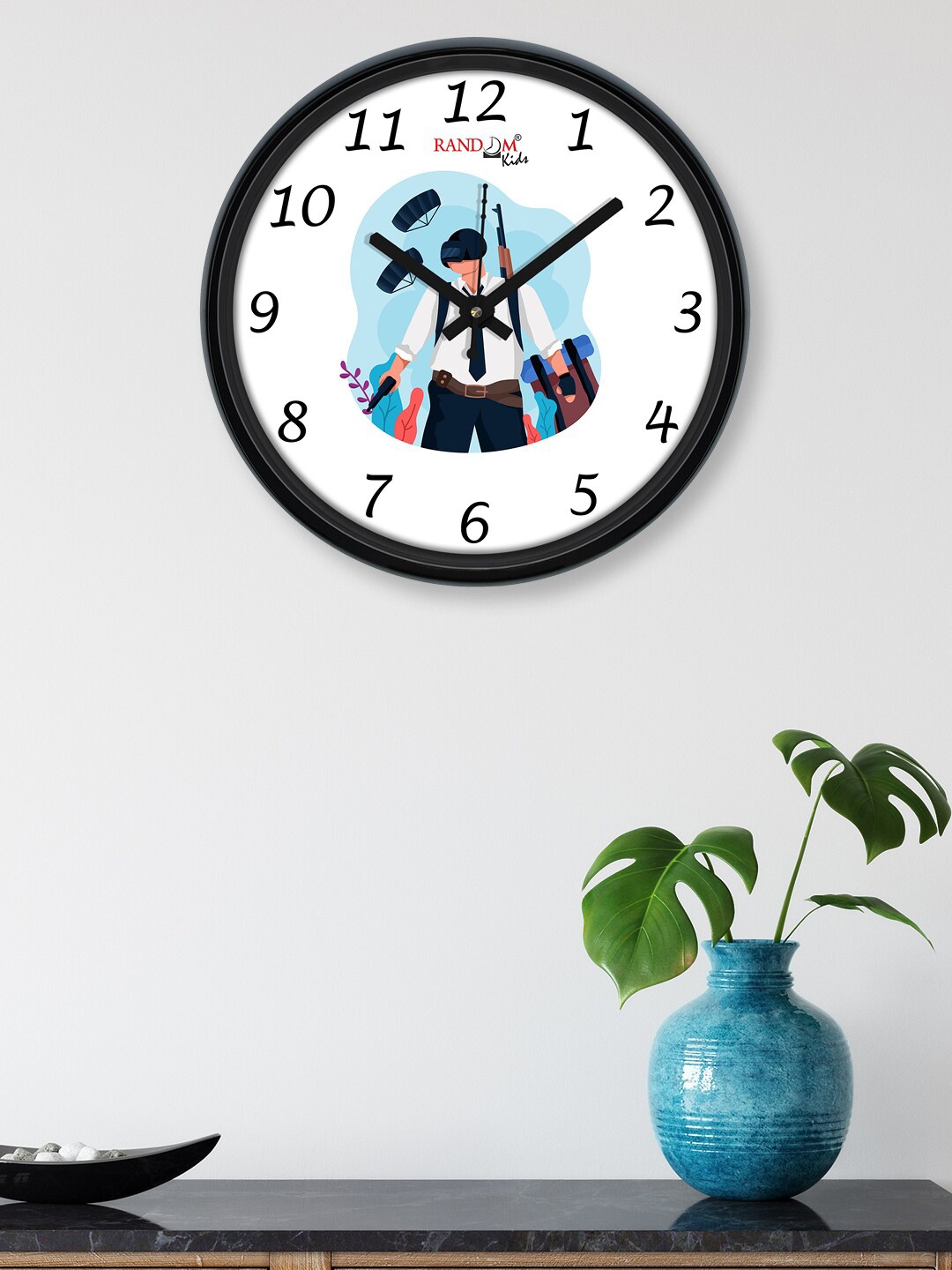 

RANDOM White & Blue Printed Contemporary Wall Clock 30 CM