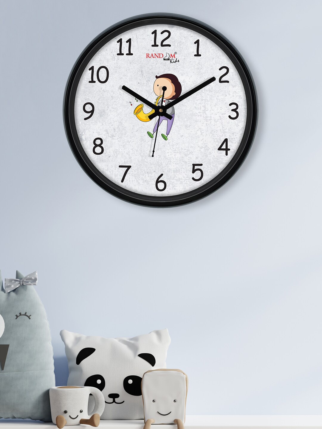 

RANDOM Unisex Kids Grey & Brown Printed Contemporary Wall Clock