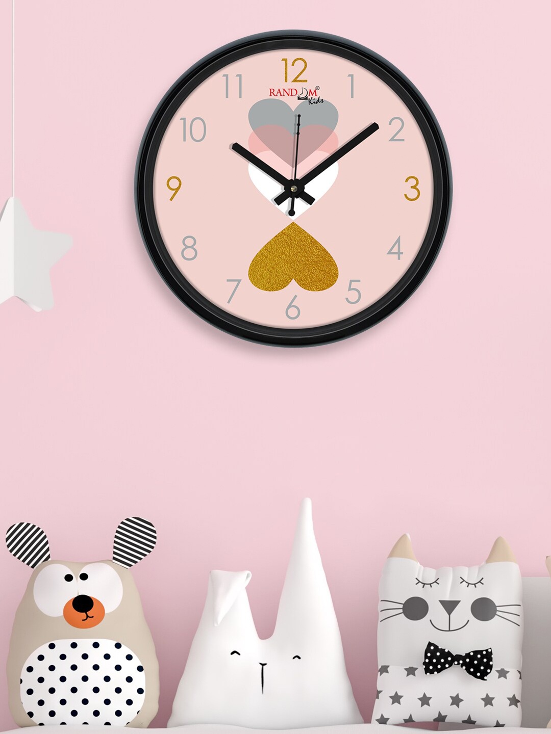 

RANDOM Peach-Coloured & Brown Hearts Printed Contemporary Wall Clock