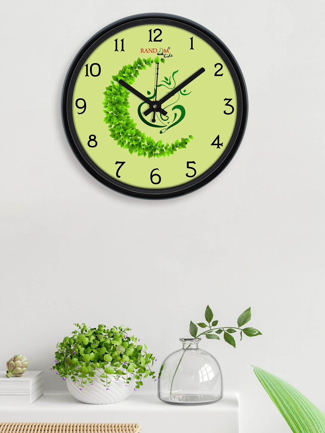 

RANDOM Black & Green Moon Printed Contemporary Analogue Wall Clock